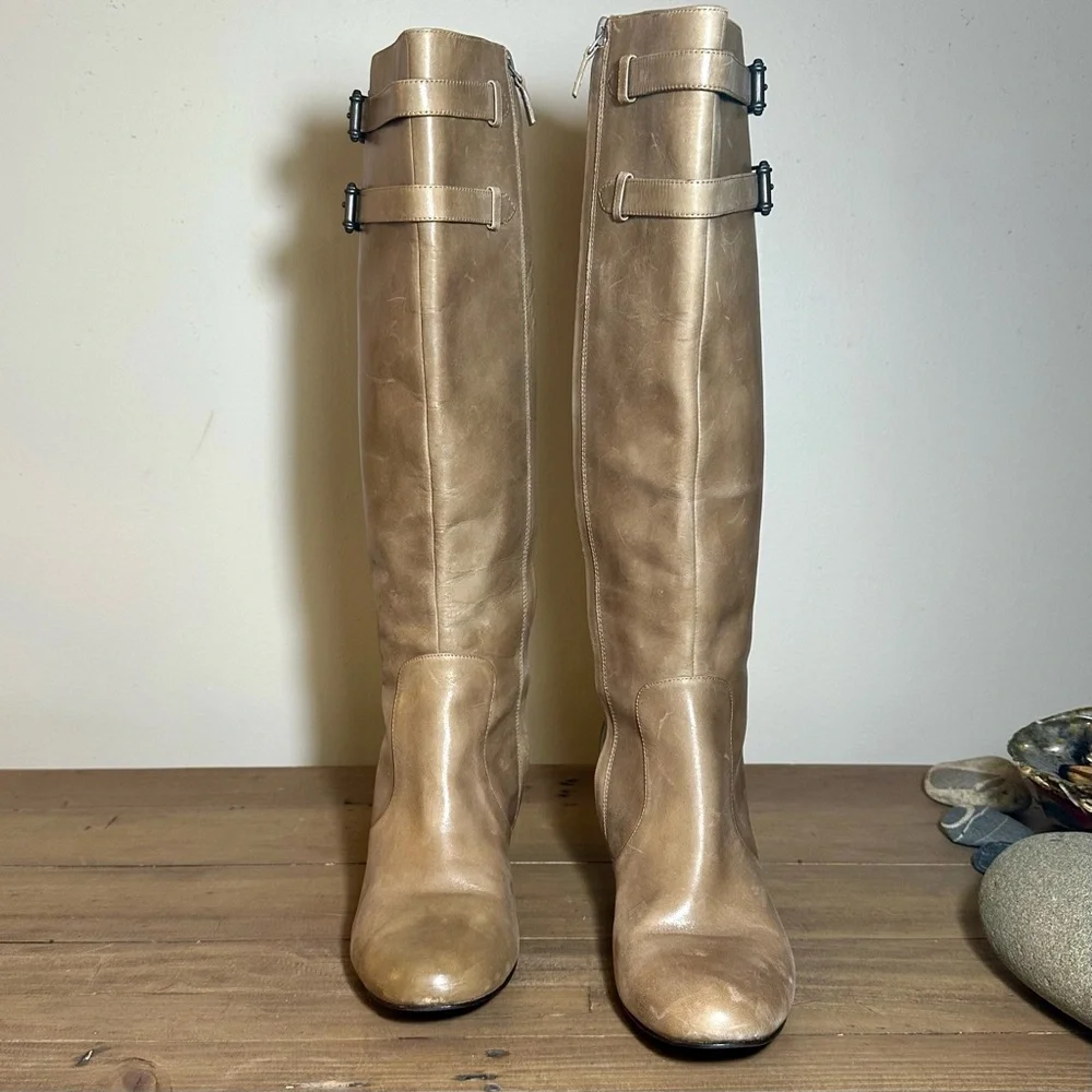 Cole Haan x Nike Air Taupe Leather Heeled Boots - Picture 2 of 7